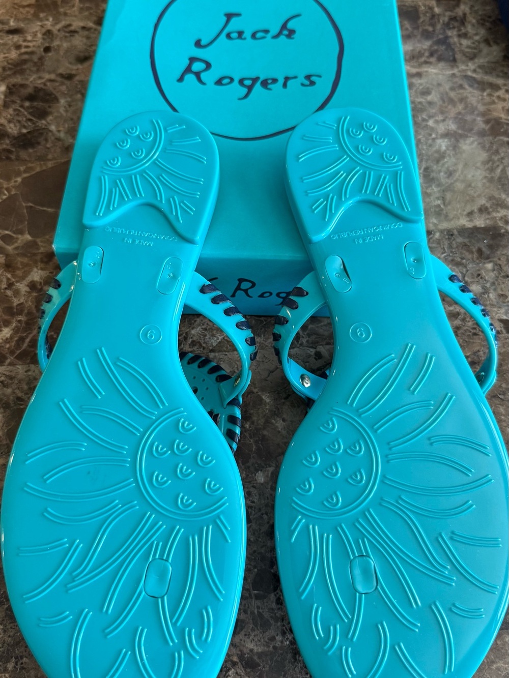 🏝️Jack Rogers Georgica Jelly Sandals Blue/Midnight Navy Size 9 NIB - Picture 5 of 7
